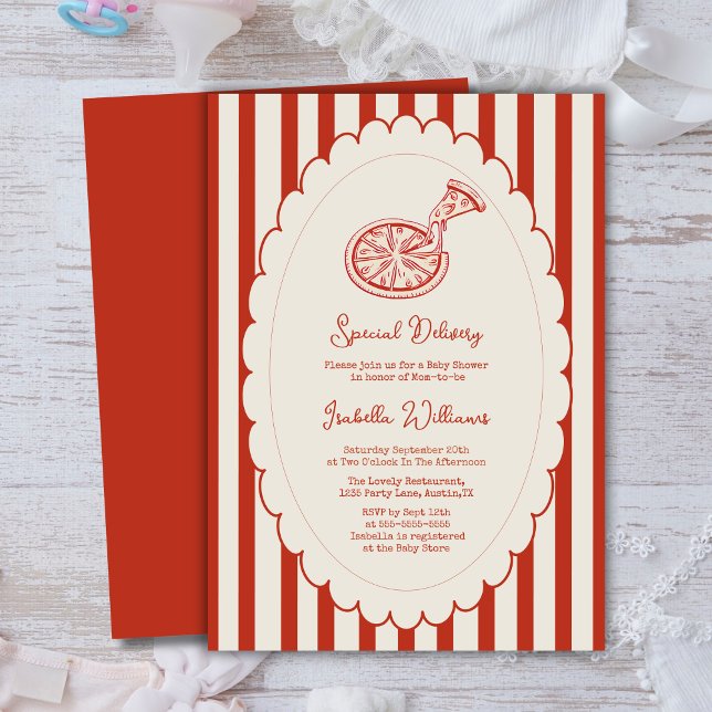 Invitación Fiesta de Pizza de Entrega Especial para Baby Show (Subido por el creador)