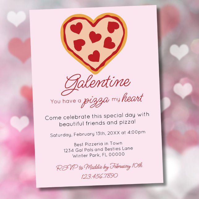 Invitación Fiesta de pizza de San Valentín, el día de la fies (Subido por el creador)