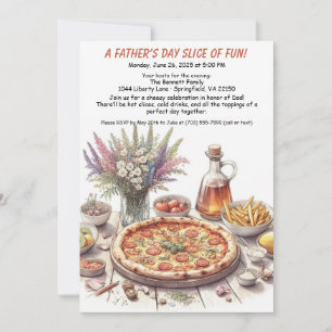Invitación Fiesta de pizza del Día del Padre - Cena familiar 