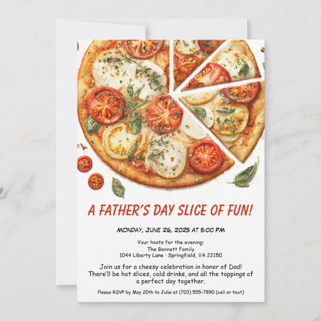 Invitación Fiesta de pizza del Día del Padre - Cena familiar  (Anverso)