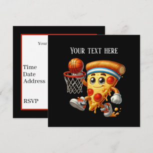 Invitación Fiesta de pizza deportiva de baloncesto genial