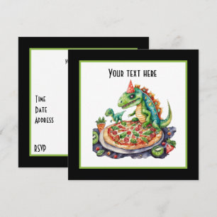 Invitación Fiesta de pizza dinosaurio