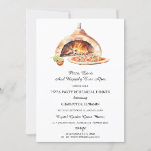 Invitación Fiesta de Pizza Italiana Rústica Cena de Ensayo