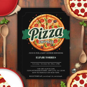 Invitación Fiesta de Pizza Moderna para Baby Shower
