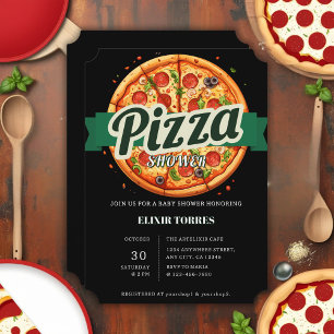 Invitación Fiesta de Pizza Moderna para Baby Shower