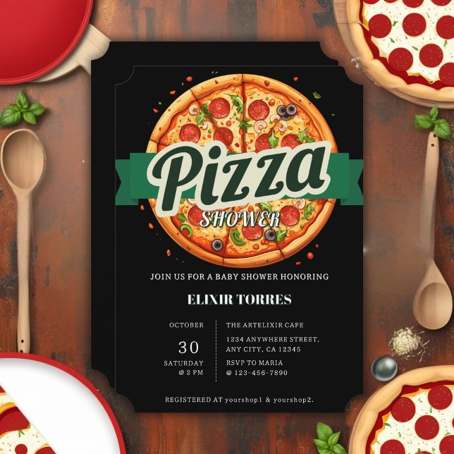 Invitación Fiesta de Pizza Moderna para Baby Shower (Subido por el creador)