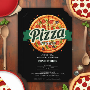 Invitación Fiesta de Pizza Moderna para Baby Shower