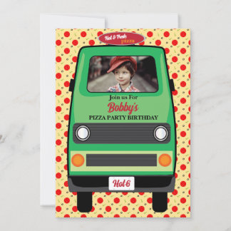 Invitación Fiesta de Pizza Noche de Cumpleaños con Pernocta