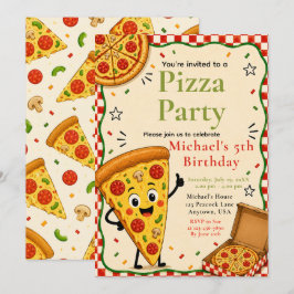 Invitación Fiesta de Pizza para Niños Celebración de Cumpleañ