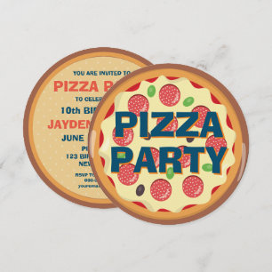 Invitación Fiesta de Pizza para Niños Cumpleaños de Cualquier