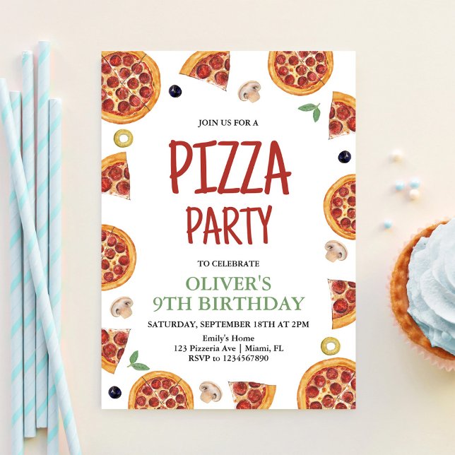 Invitación Fiesta de Pizza, Porción de Diversión Cumpleaños F (Subido por el creador)