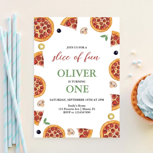 Invitación Fiesta de pizza, rebanada de diversión UN Fiesta d (Subido por el creador)