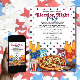 Invitación Fiesta de Pizza y Cerveza para la Noche de las Ele