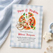 Fiesta de Pizza y Chupetes Azul para Baby Shower d