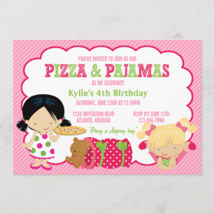 Invitación Fiesta de Pizza y Pajamas Sleepover