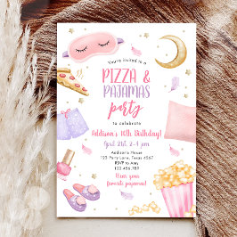 Invitación Fiesta de Pizza y Pajamas Sleepover Slumber Cumple