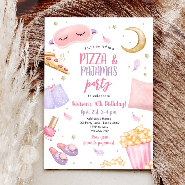 Invitación Fiesta de Pizza y Pajamas Sleepover Slumber Cumple (Subido por el creador)