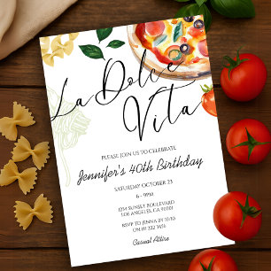 Invitación Fiesta de pizza y pasta cena de cumpleaños italian