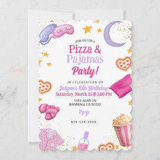 Invitación Fiesta de Pizza y Pijamas