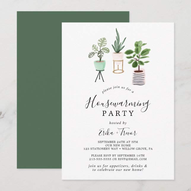 Invitación Fiesta de plantas de posada para el calentamiento  (Anverso / Reverso)