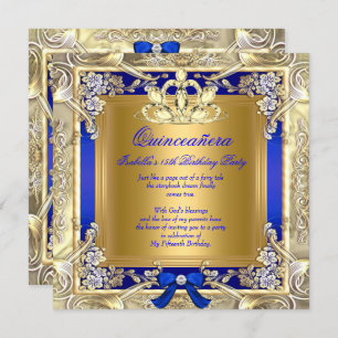 Invitación Fiesta de Plata Azul Real de la Princesa de Oro