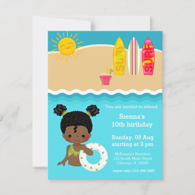 Invitación Fiesta de playa (Anverso)