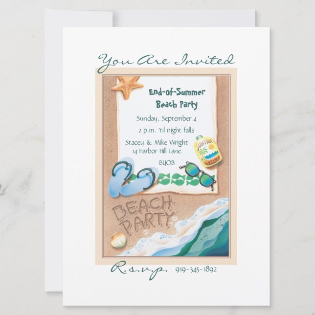 Invitación Fiesta de playa © (Anverso)
