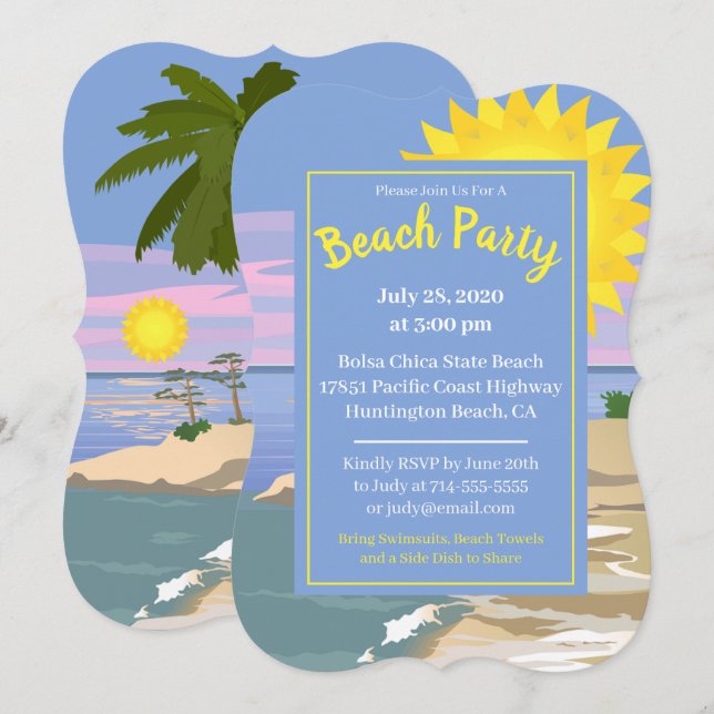 Invitación Fiesta de playa (Anverso / Reverso)