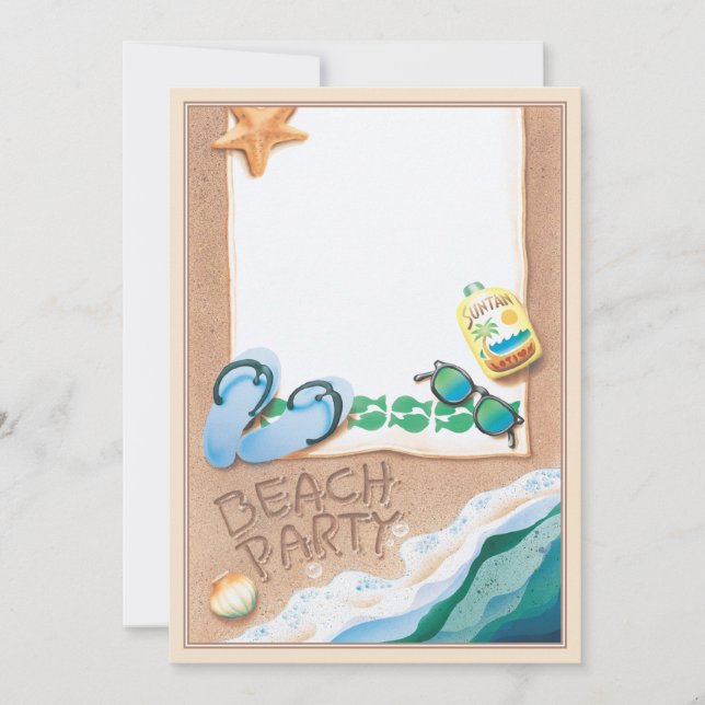 Invitación Fiesta de playa © (Anverso)
