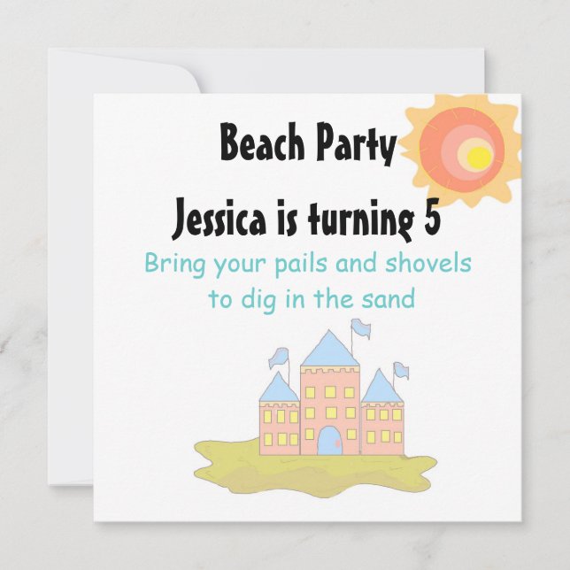 Invitación Fiesta de playa (Anverso)