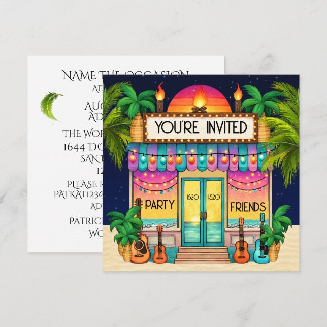 INVITACIÓN FIESTA DE PLAYA (Anverso / Reverso)