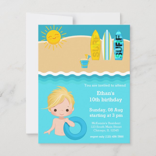 Invitación Fiesta de playa (Anverso)