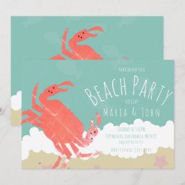 Invitación Fiesta de Playa Cangrejo Arena Olas del Océano