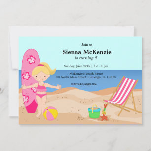 Invitación Fiesta de playa (Chica)