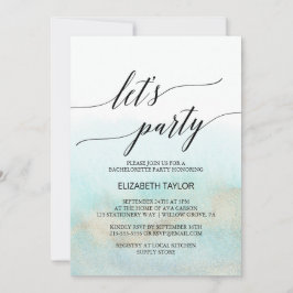 Invitación Fiesta de playa de acuarela dorada y aqua