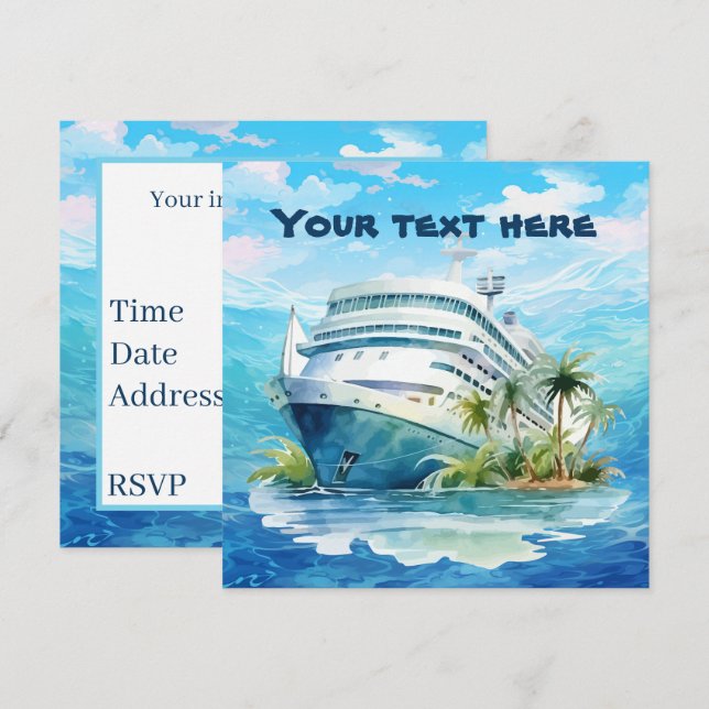 Invitación Fiesta de playa de cruceros (Anverso / Reverso)