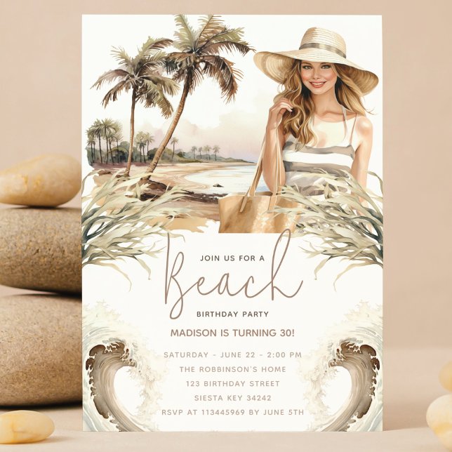 Invitación Fiesta de playa de cumpleaños de Pastel Sand (Subido por el creador)
