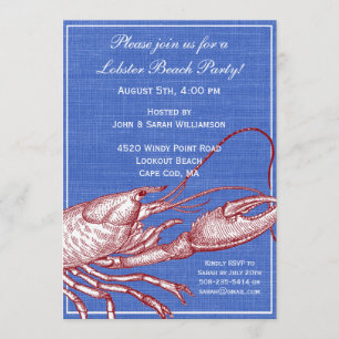 Invitación Fiesta de Playa de Horneado de Langostas Náuticas