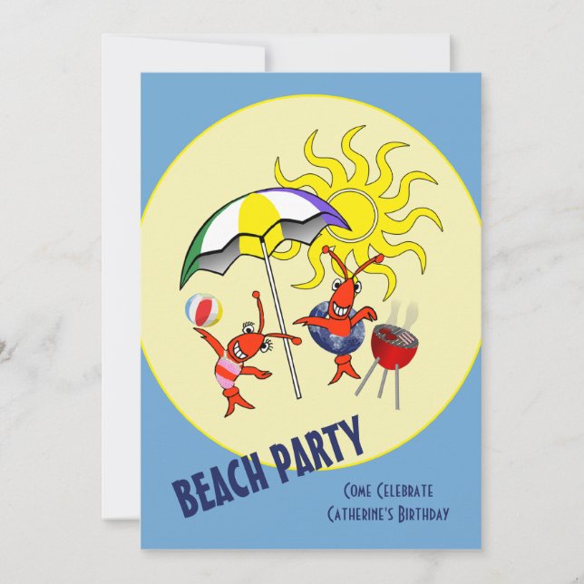 Invitación Fiesta de playa de langosta y langosta (Anverso)