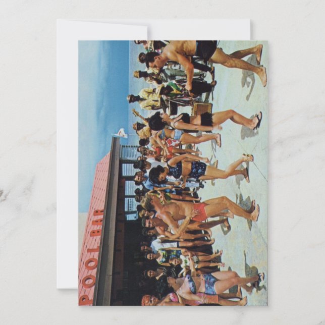 Invitación Fiesta de playa de los años 50 (Anverso)