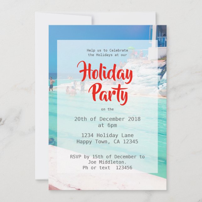 Invitación Fiesta de playa de Navidades de vacaciones (Anverso)