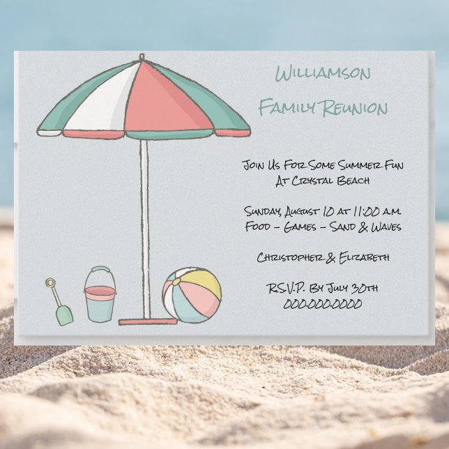 Invitación Fiesta de playa de Reunión Familiar (Beach Theme Invitation For Family Reunion)