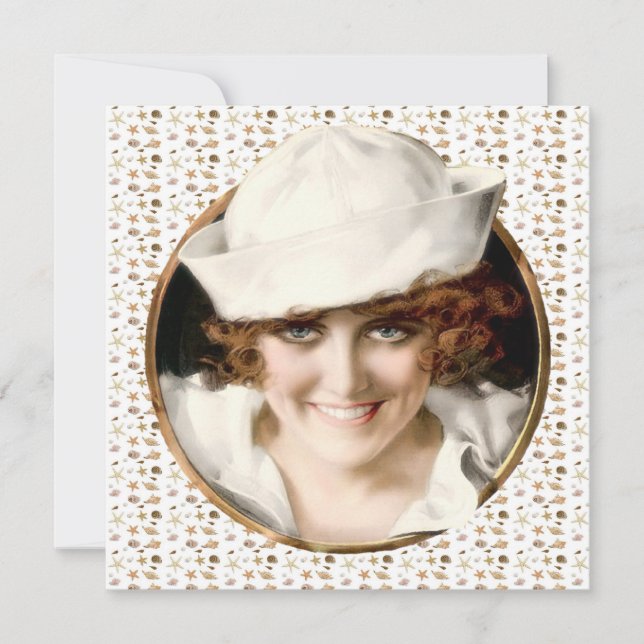 Invitación fiesta de playa de Sailor Chica de los años 1920 (Anverso)