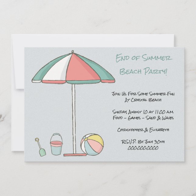 Invitación Fiesta de playa moderna (Anverso)