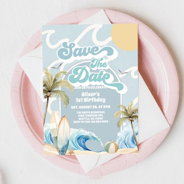 Invitación Fiesta de Playa para Guardar la Fecha Cumpleaños d (Subido por el creador)