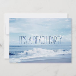 Invitación Fiesta de playa Retro Azul Florida Océano