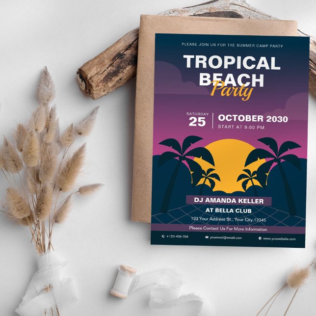 Invitación Fiesta de playa tropical (Subido por el creador)