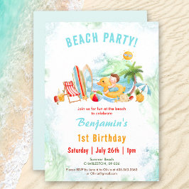 Invitación Fiesta de playa Verano Primer cumpleaños Invitació