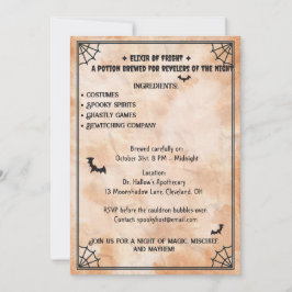 Invitación Fiesta de Pociones de la Botica de Halloween