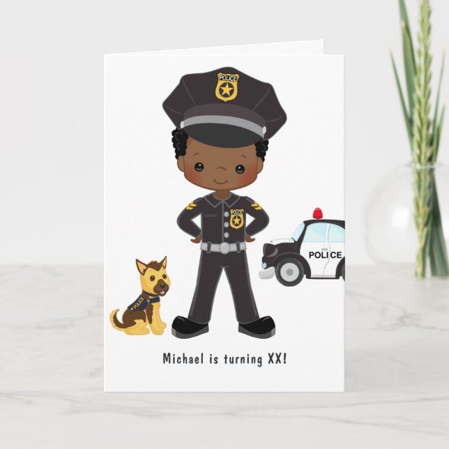 Invitación Fiesta de policía de Black Boy Partido de Cumpleañ (Anverso)